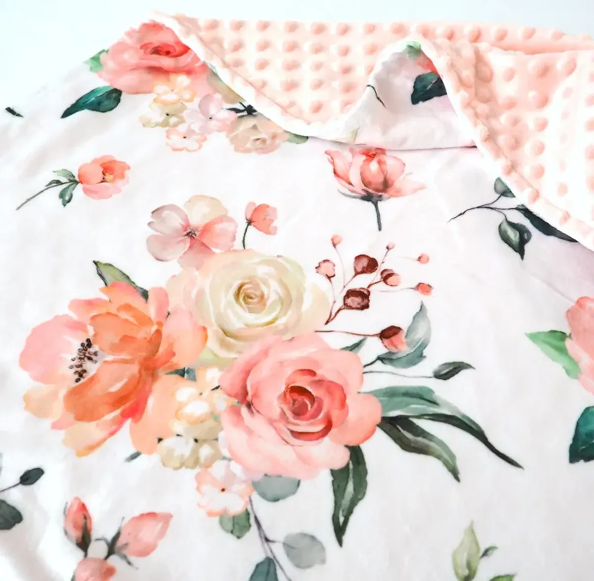 Honey Lemonade - Premium Baby & Toddler Minky Blanket (Peach Floral)