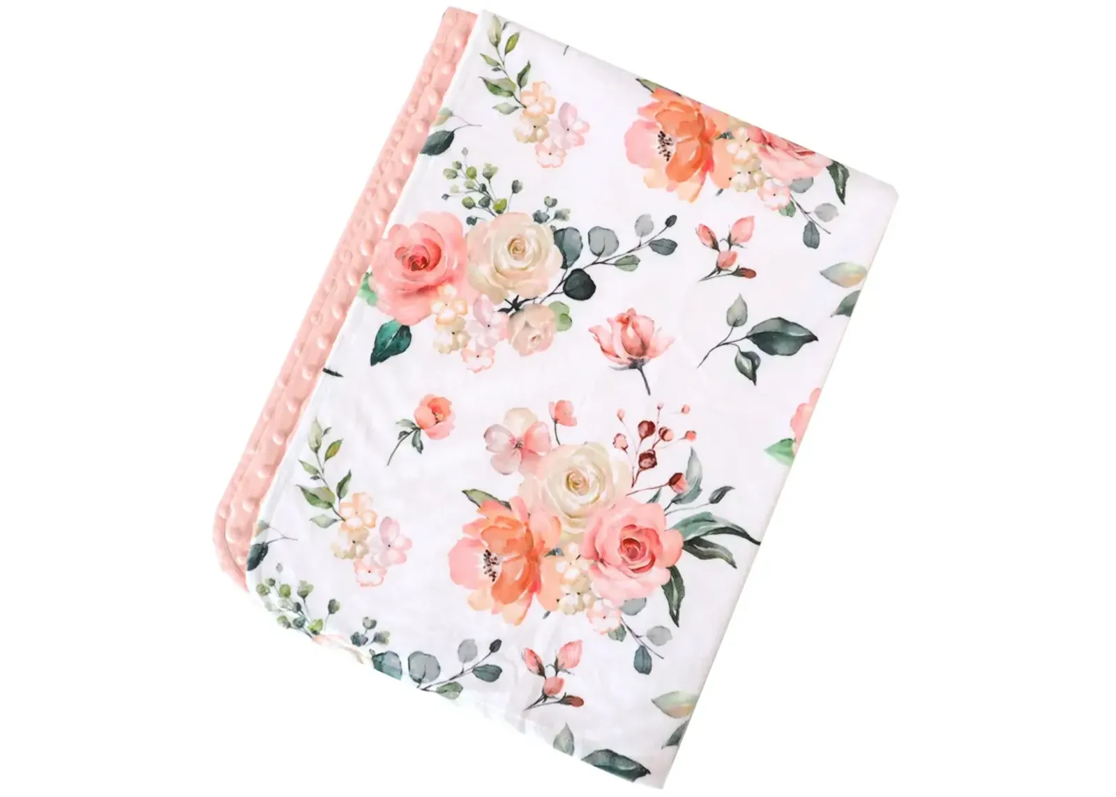 Honey Lemonade - Premium Baby & Toddler Minky Blanket (Peach Floral)