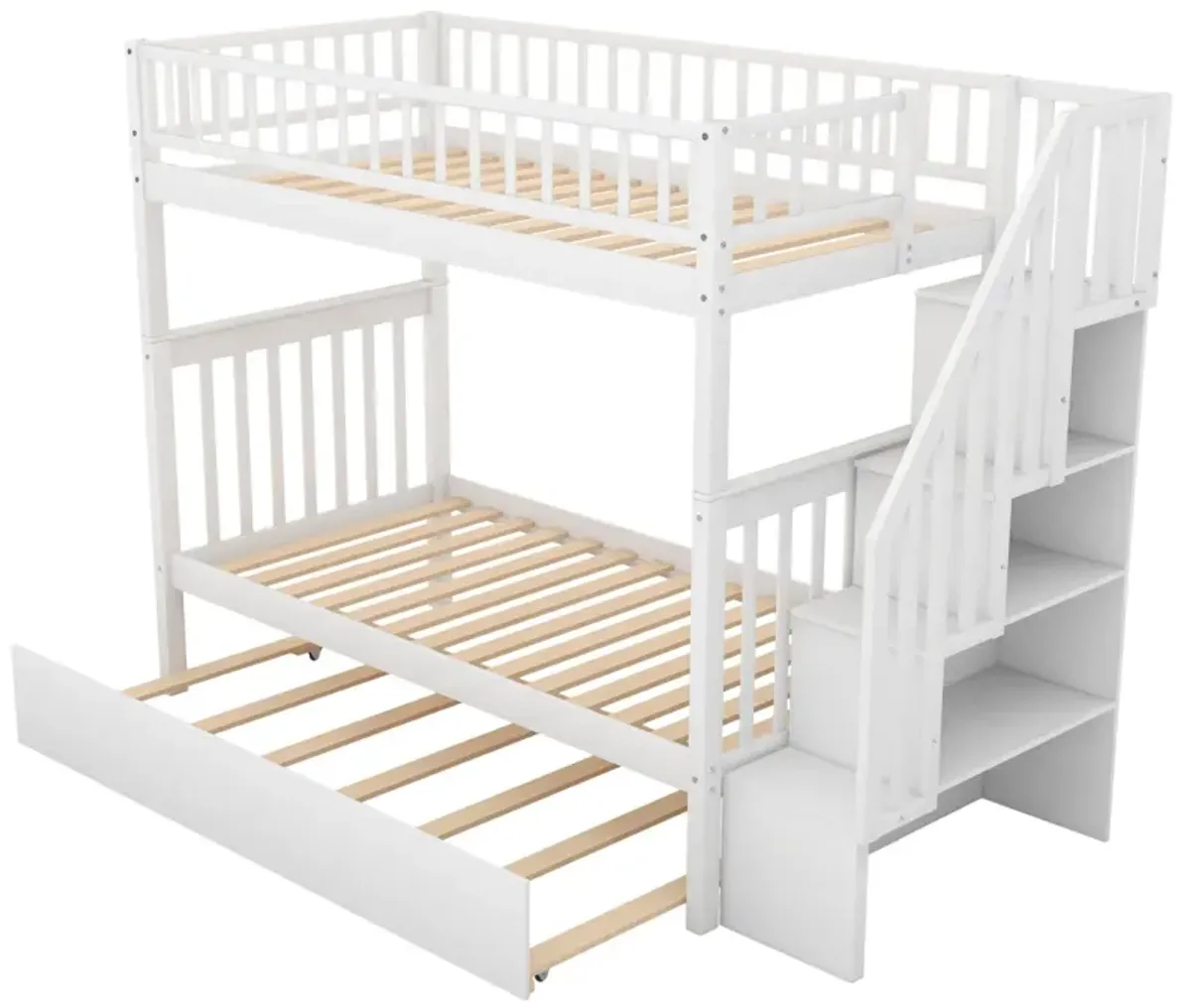 Twin Over Twin Bunk Bed With Trundle And Storage