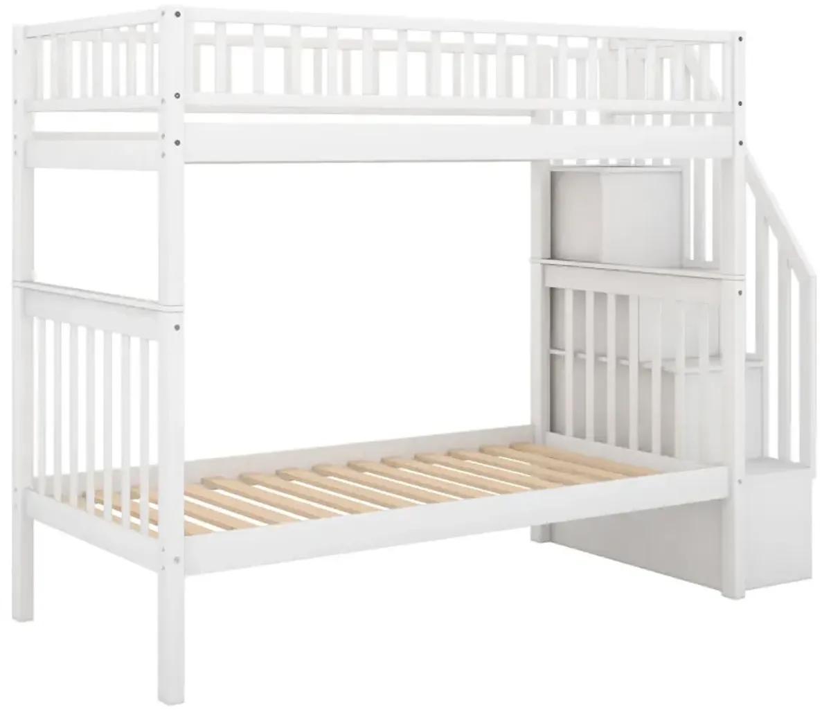 Twin Over Twin Bunk Bed With Trundle And Storage