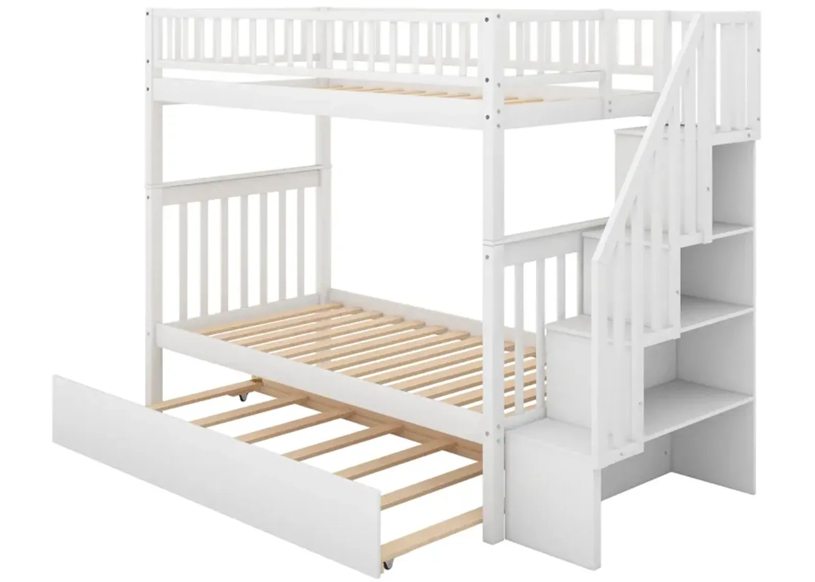 Twin Over Twin Bunk Bed With Trundle And Storage