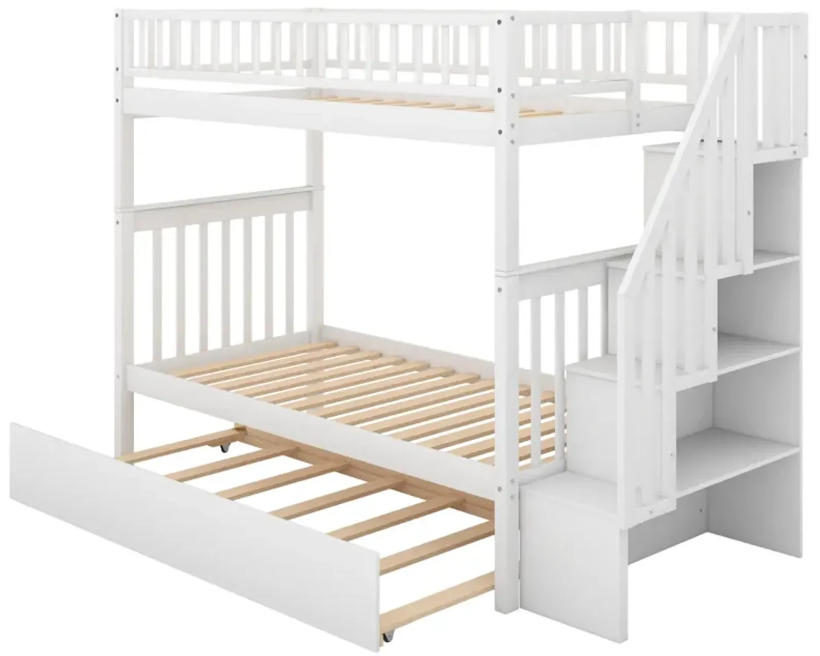 Twin Over Twin Bunk Bed With Trundle And Storage