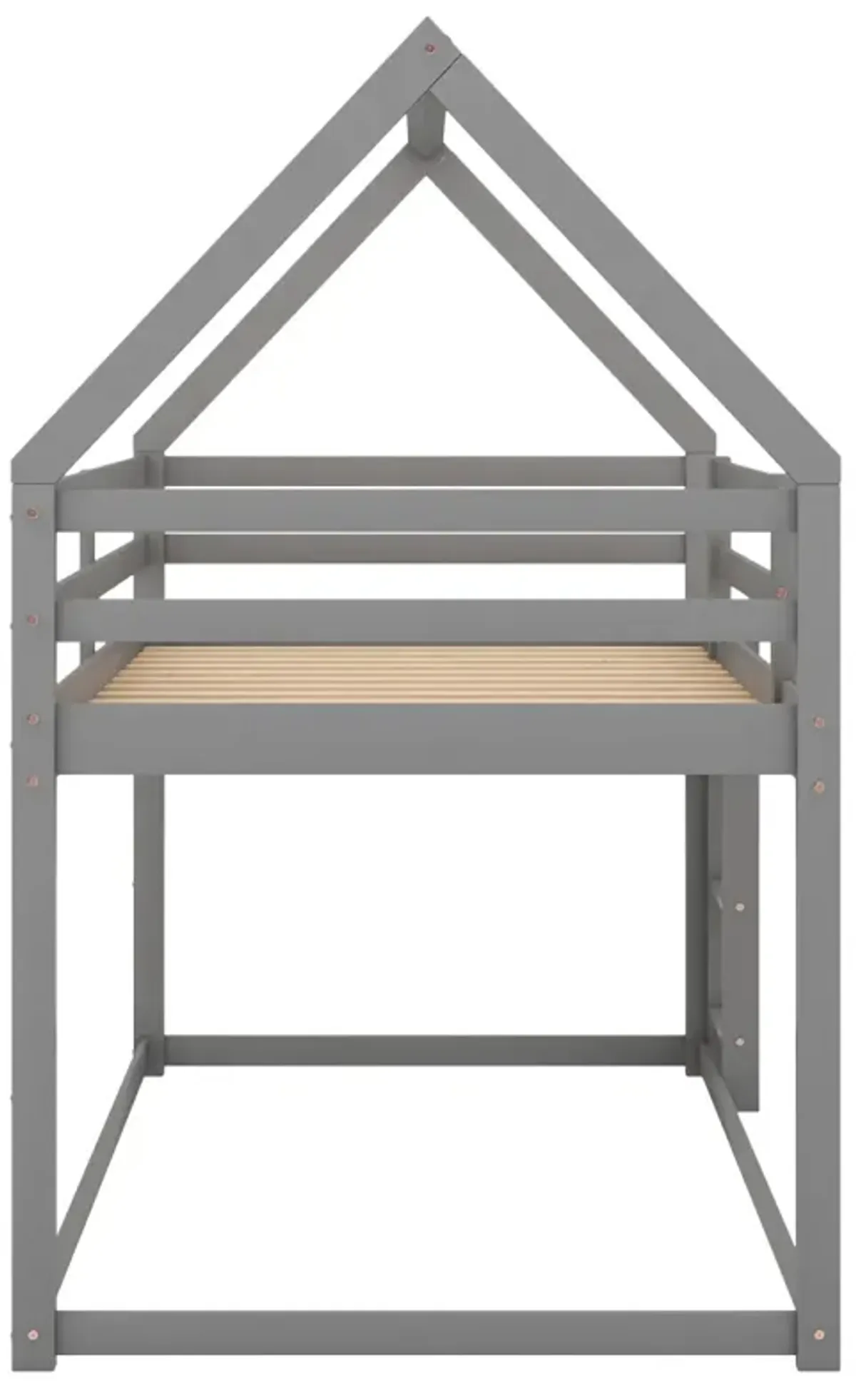 Twin Over Twin Low Bunk Bed, House Bed With Ladder