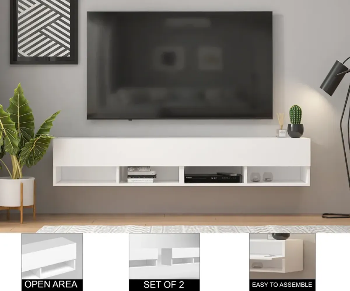 London Floating Tv Stand White