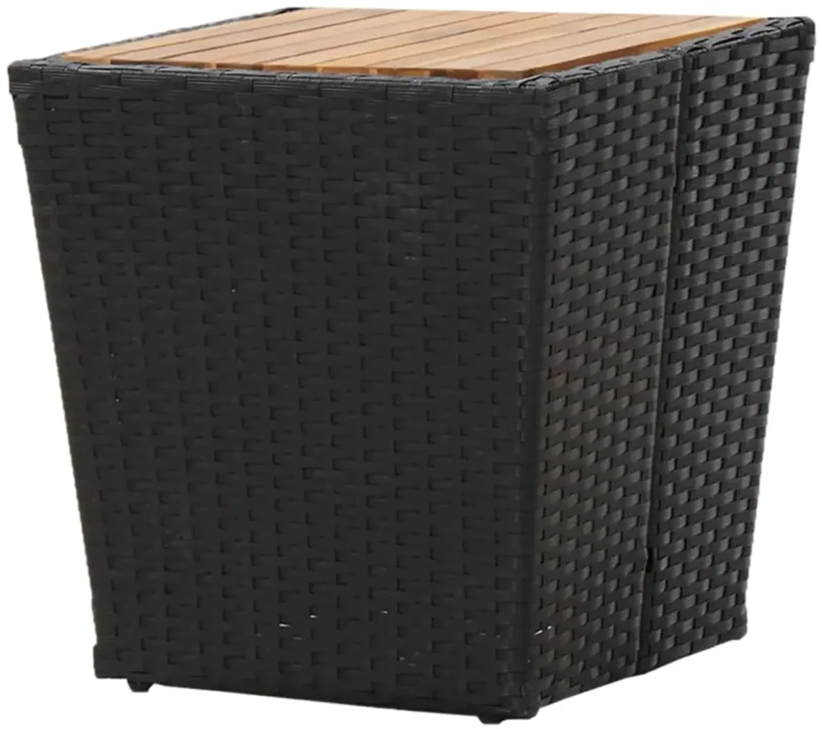 vidaXL Tea Table Black 16.3"x16.3"x16.9" Poly Rattan and Solid Acacia Wood