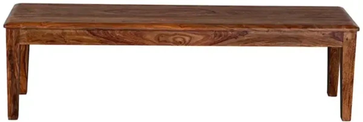 Porter Designs Sonora Solid Sheesham Wood Dining Bench, Brown