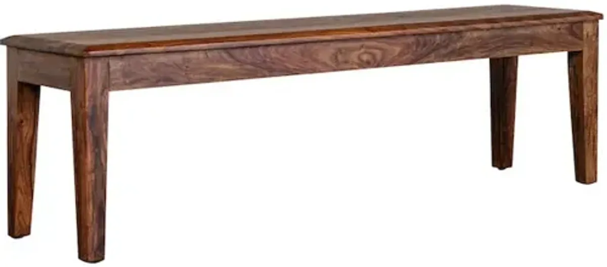 Porter Designs Sonora Solid Sheesham Wood Dining Bench, Brown