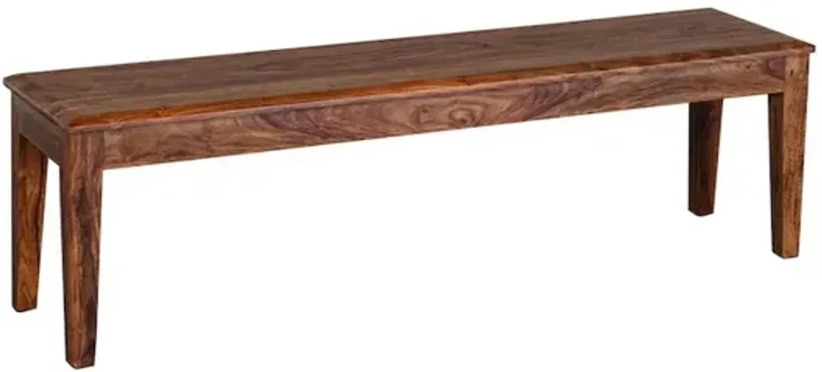 Porter Designs Sonora Solid Sheesham Wood Dining Bench, Brown