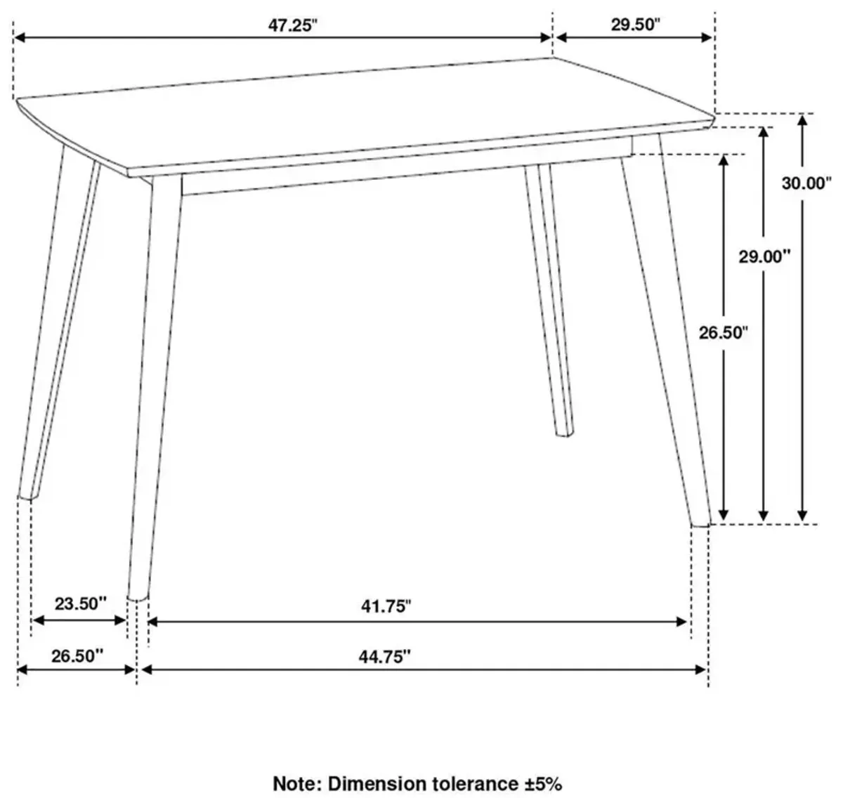 Kersey Dining Table with Angled Legs Chestnut