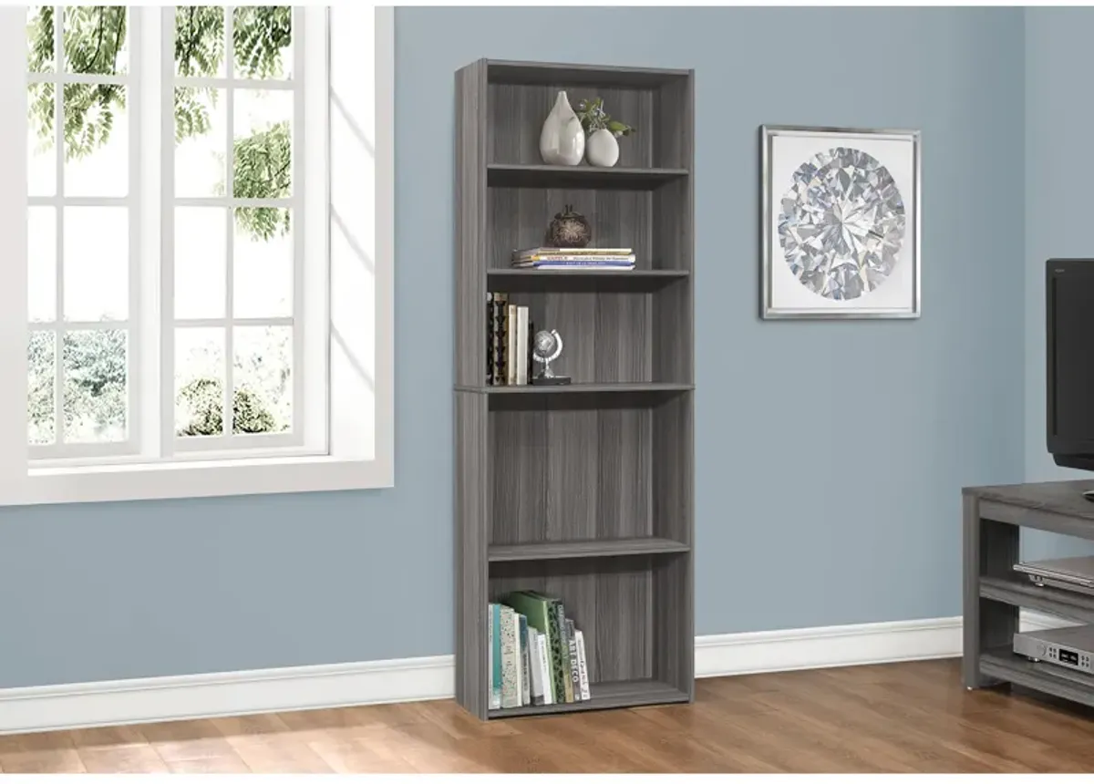 Monarch Specialties I 7469 Bookshelf, Bookcase, 6 Tier, 72"H, Office, Bedroom, Laminate, Grey, Transitional