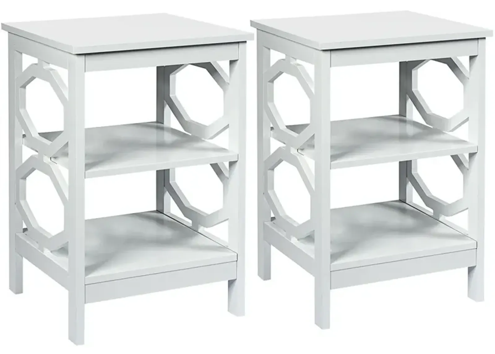 Set of 2 3-tier Nightstand Sofa Side End Accent Table Storage Display Shelf