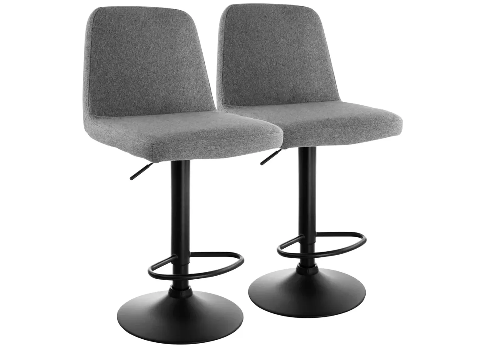 Elama 2 Piece Adjustable Fabric Barstool in Gray with Black Base