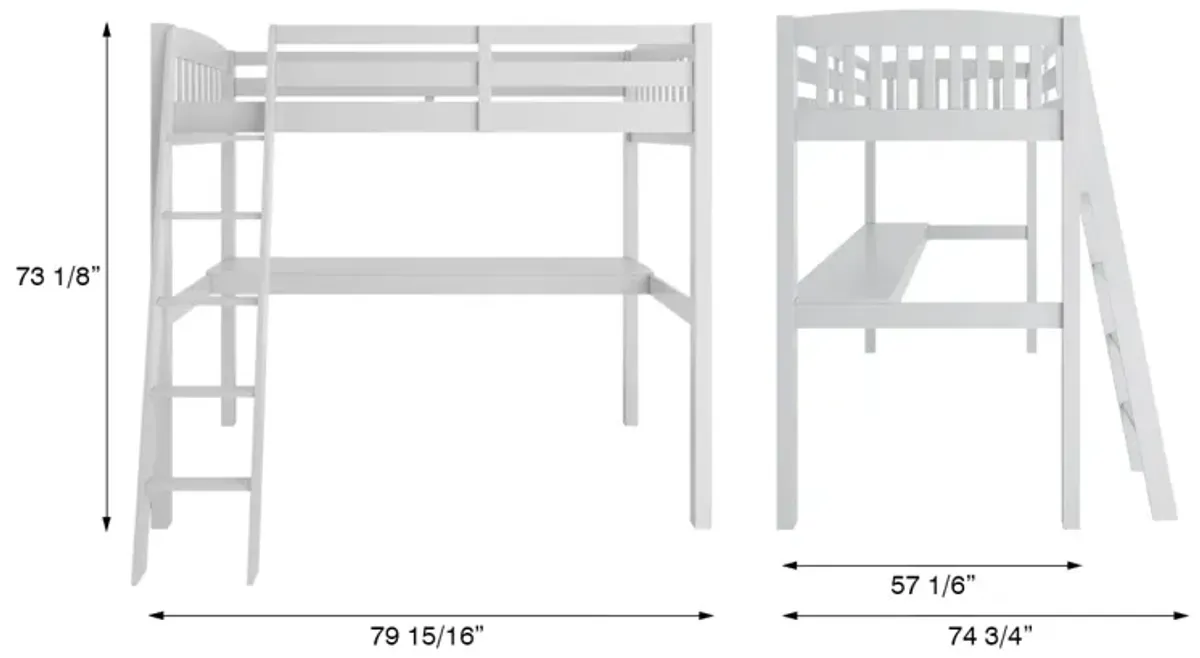 Everest High Loft Bed With Desk And Storage, Space Saver Full Size Kids Loft Bed