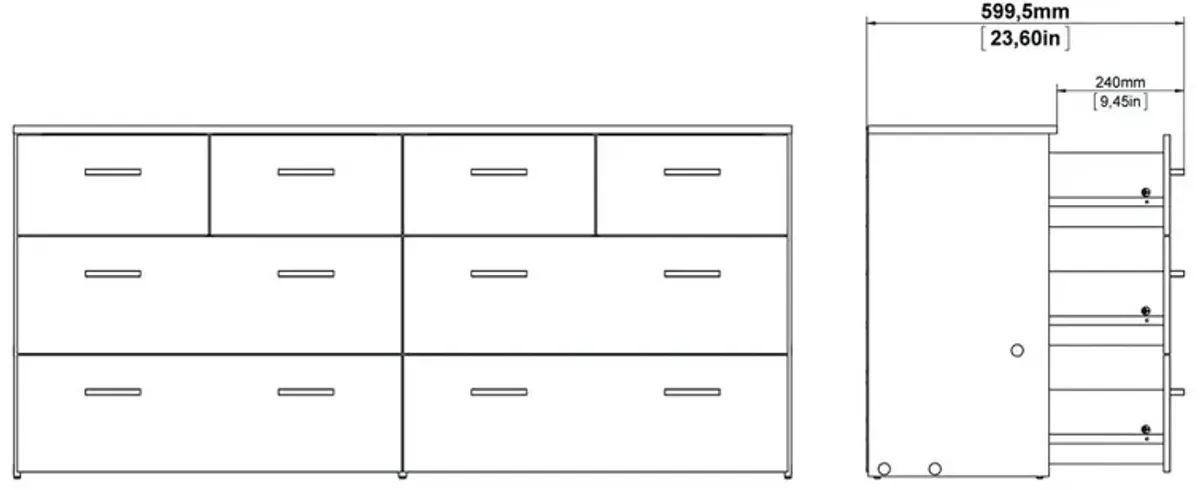 Tvilum 8 Drawer Double Dresser Oak Structure/White