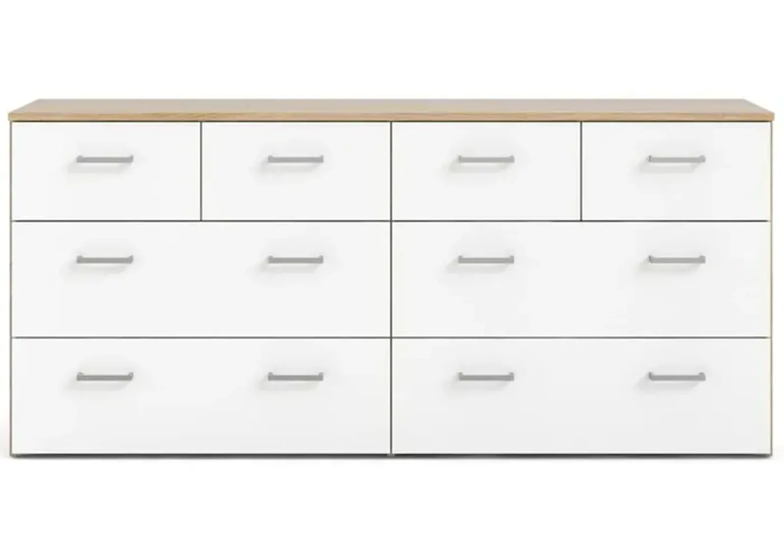 Tvilum 8 Drawer Double Dresser Oak Structure/White