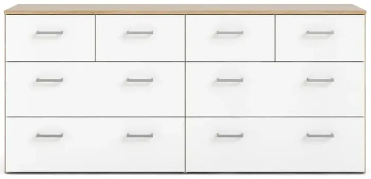 Tvilum 8 Drawer Double Dresser Oak Structure/White