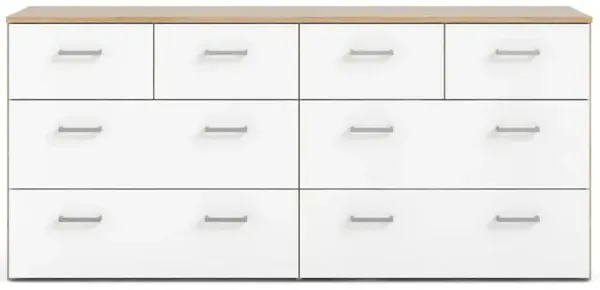 Tvilum 8 Drawer Double Dresser Oak Structure/White