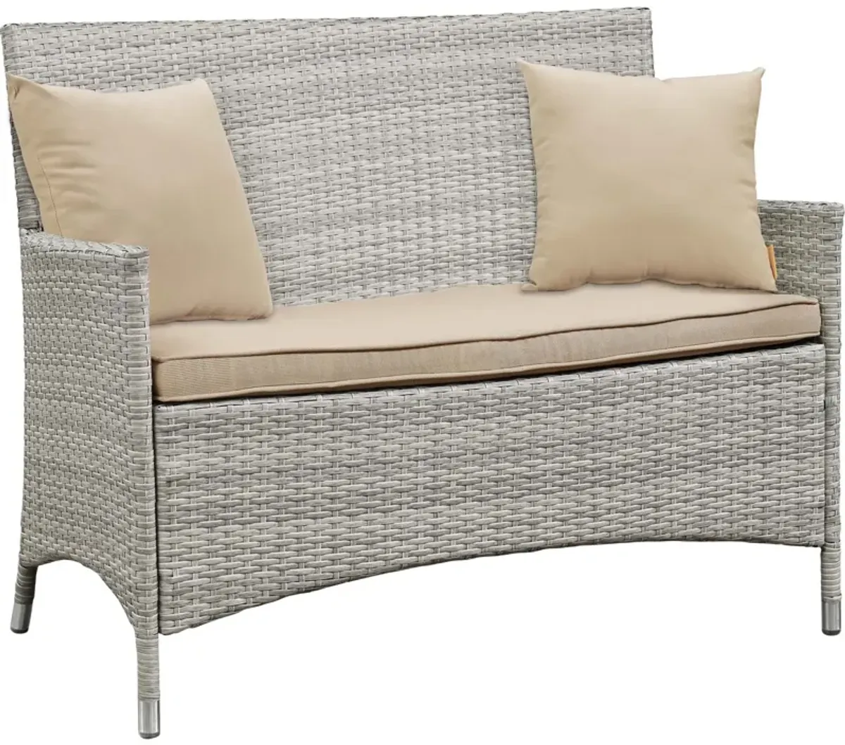 Bridge 4 Piece Outdoor Patio Patio Conversation Set with Pillow Set - Light Gray Beige