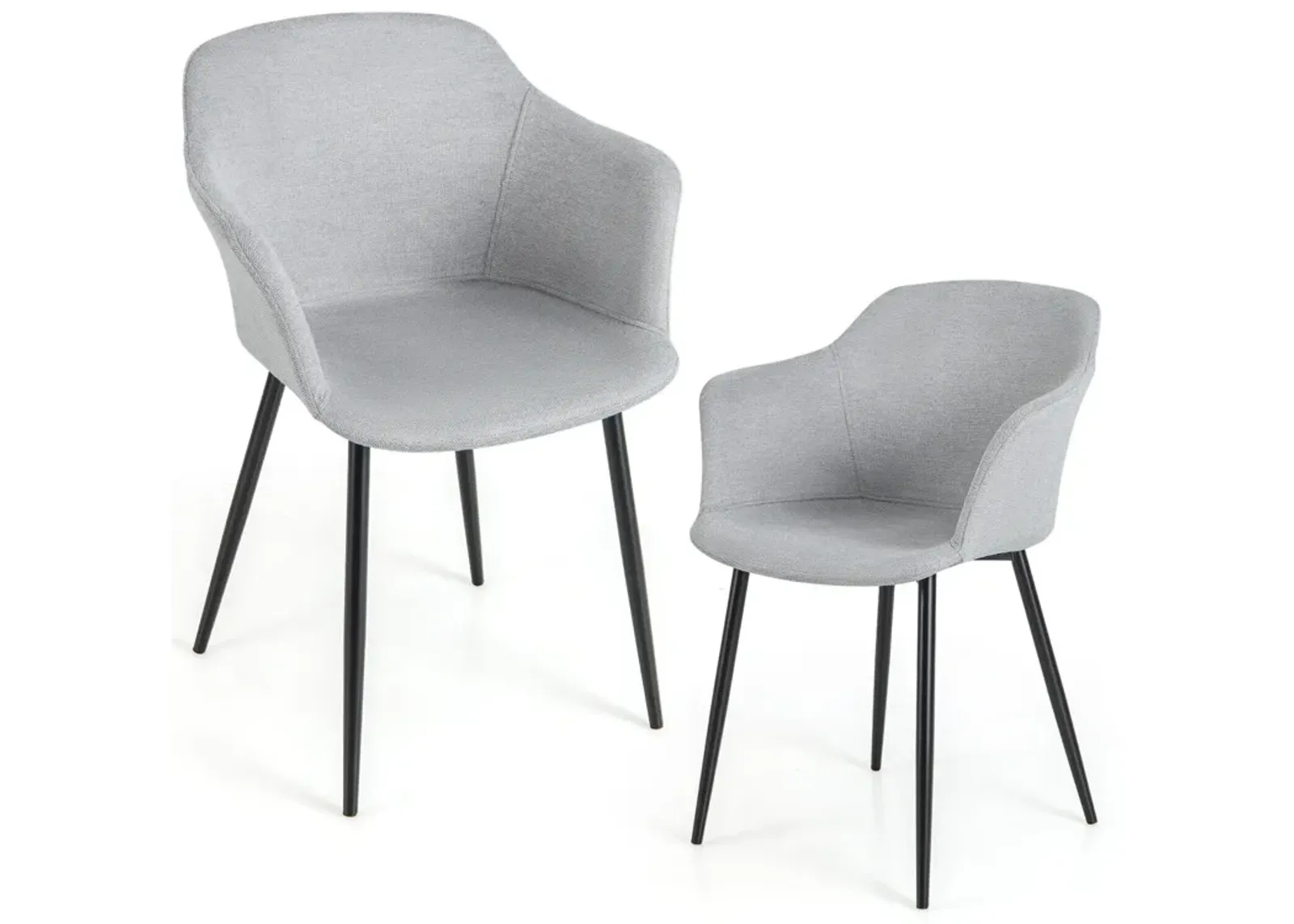 Set of 2 Upholstered Dining Chair with Ergonomic Backrest Design