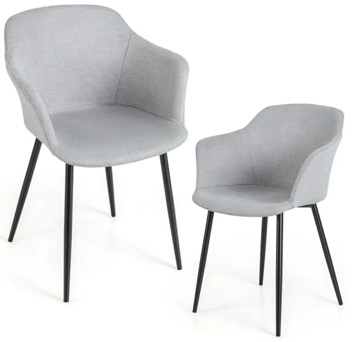 Set of 2 Upholstered Dining Chair with Ergonomic Backrest Design