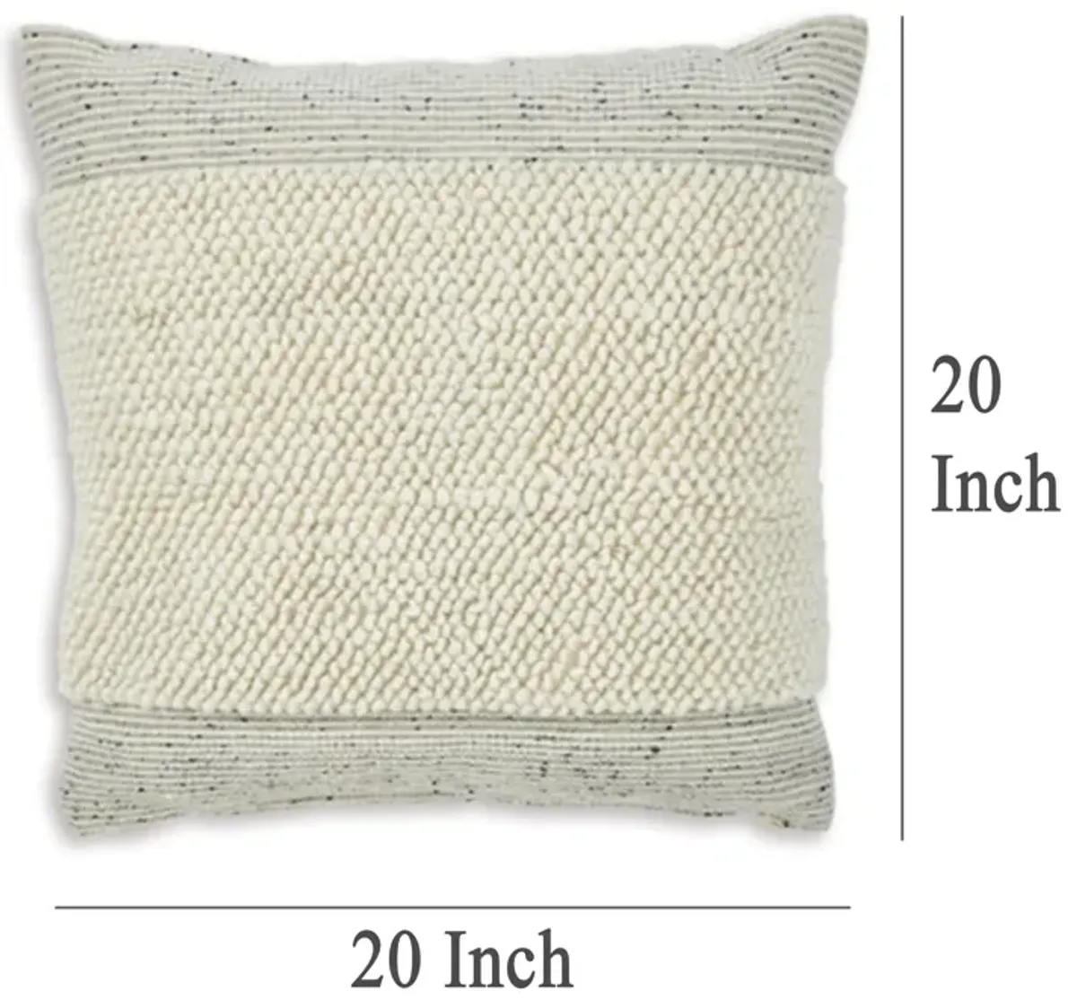 Square Accent Throw Pillow, 20 Inch, White and Gray Stripes, Polyfill - Benzara