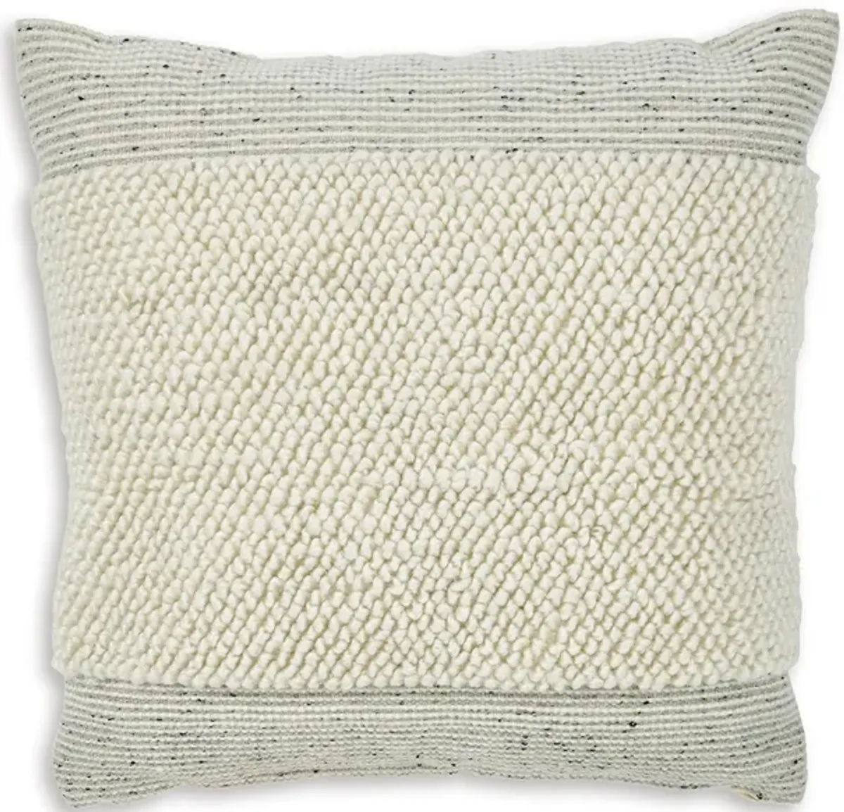 Square Accent Throw Pillow, 20 Inch, White and Gray Stripes, Polyfill - Benzara