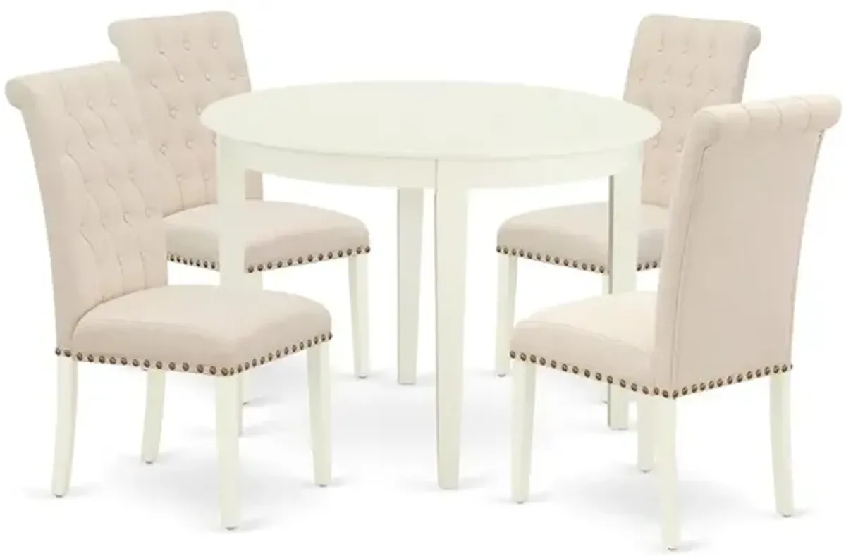 Dining Room Set Linen White, BOBR5-WHI-02