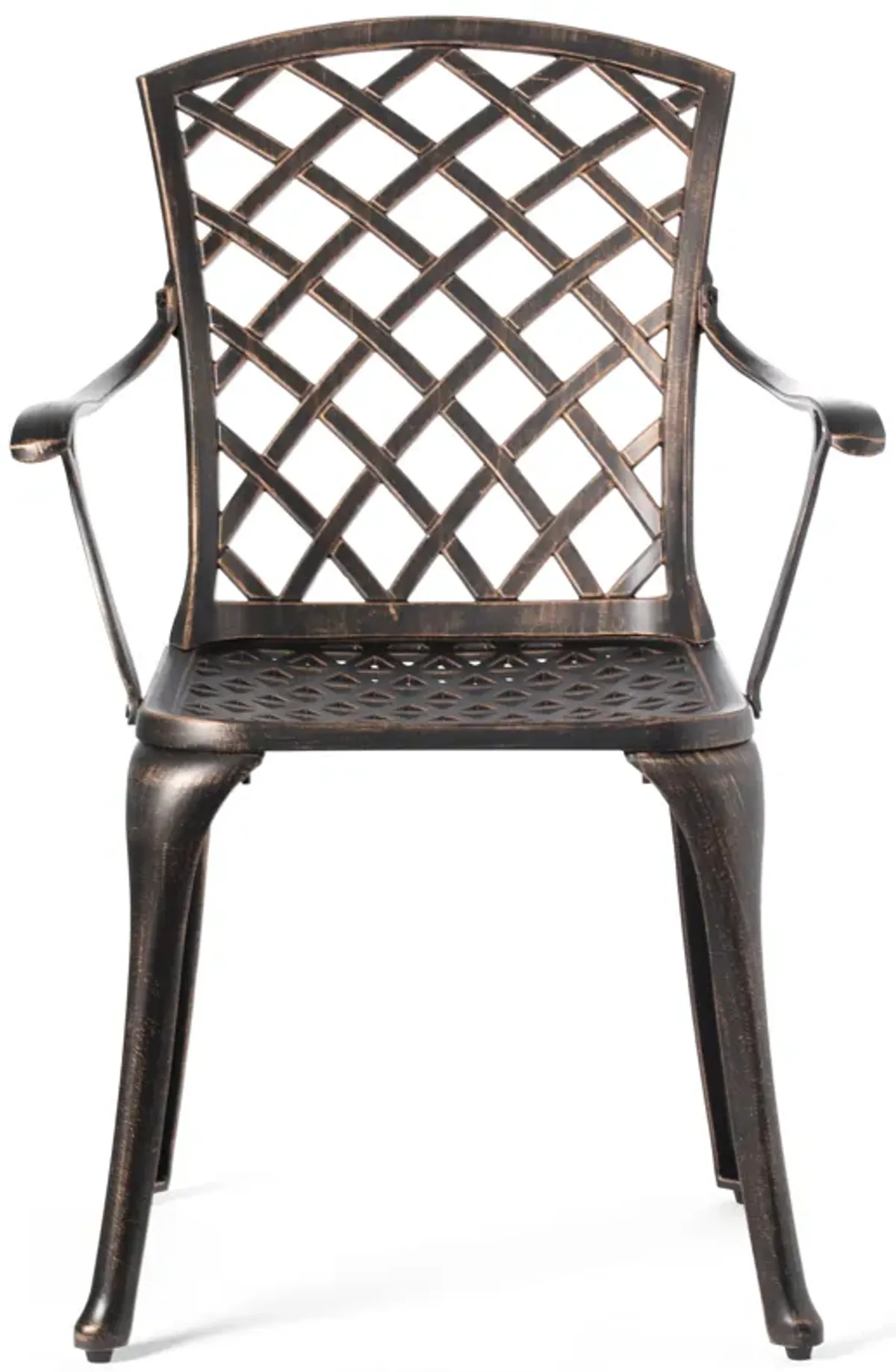 Indoor and Outdoor Bronze Dinning Set 2 Chairs Cast Aluminum