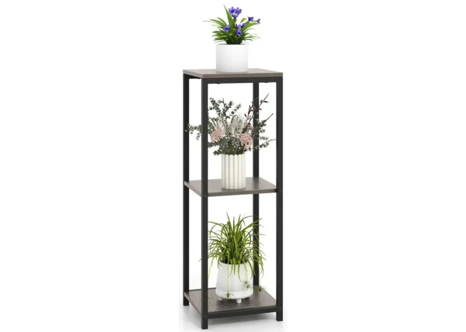 Hivvago 3-Tier Tall Metal Plant Stand Corner Plant Holder with Anti-tipping Device