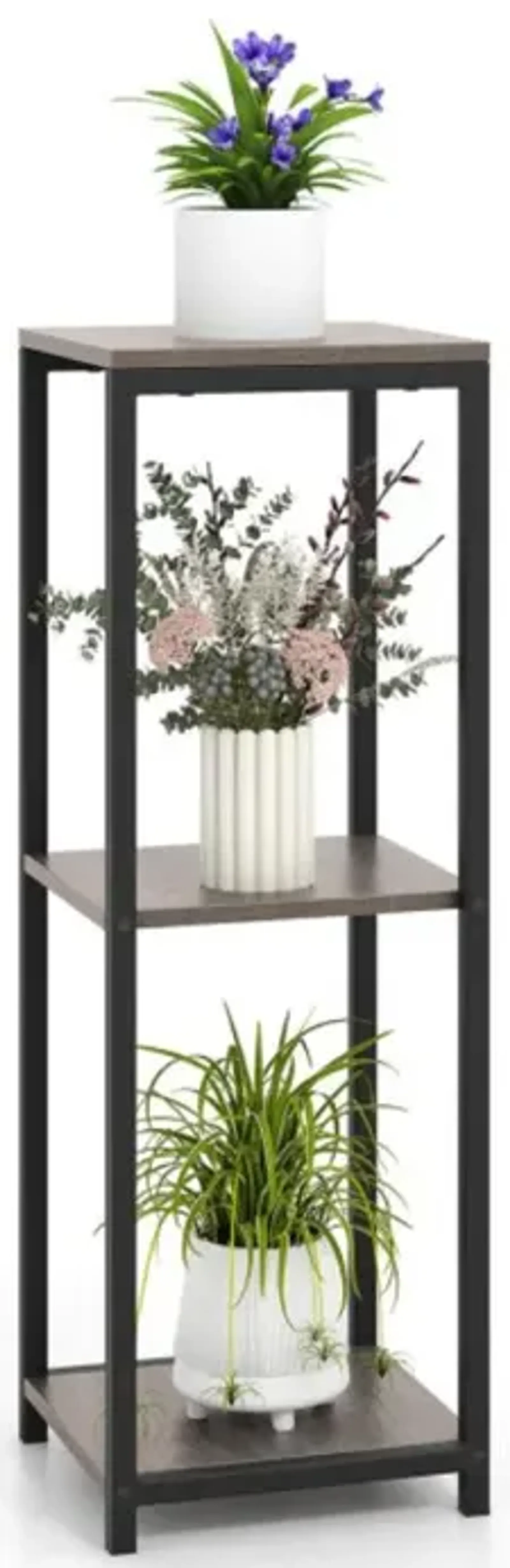 Hivvago 3-Tier Tall Metal Plant Stand Corner Plant Holder with Anti-tipping Device