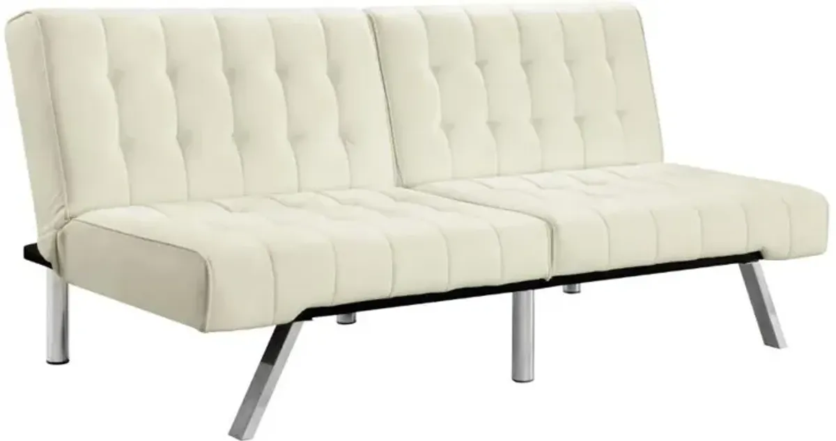 Splitback Multi-Position Futon Sofa Sleeper in Vanilla