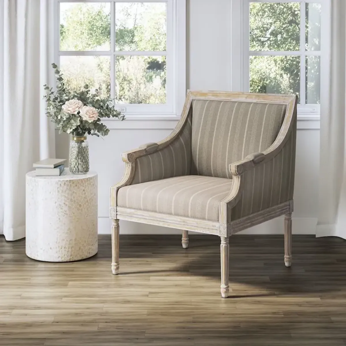 Jofran McKenna French Detailing Solid Wood Upholstered Accent Chair - KD