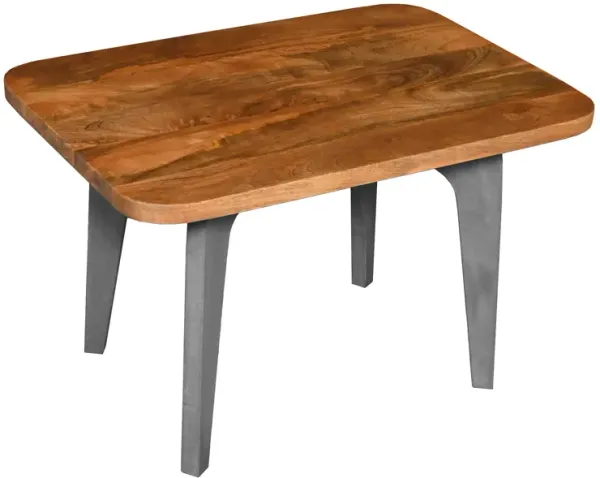 Wade 28 Inch Handcrafted Rectangular Coffee Table, Solid Natural Brown Mango Wood, Inverted U Shape Legs-Benzara