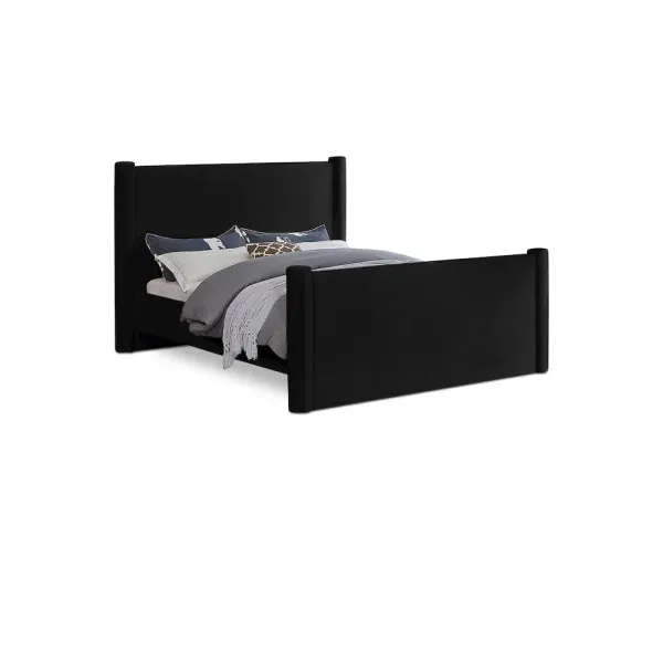 Meridian Furniture Elias Black Velvet Queen Bed