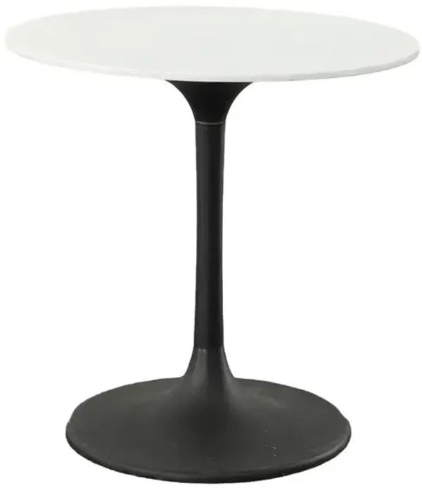 Carolina Living Enzo 30 Round Marble Top Dining Table - White Top - Black Base
