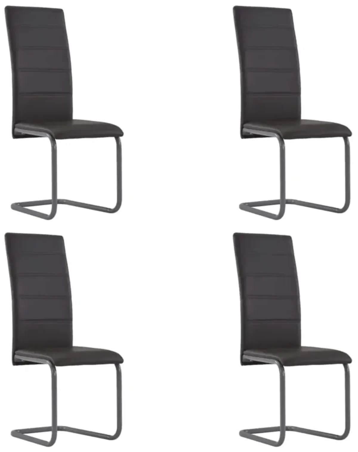 282096 vidaXL Cantilever Dining Chairs 4 pcs Brown Faux Leather