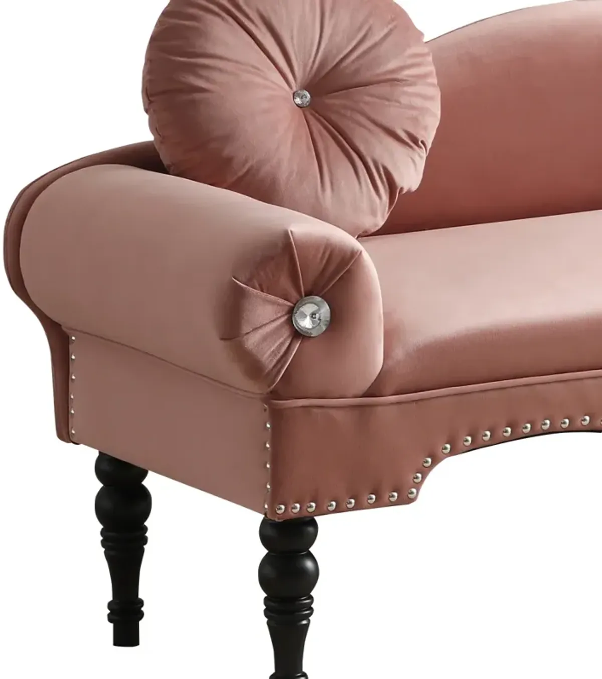 Modern Velvet Loveseat with Nailhead Trim & 2 Pillows