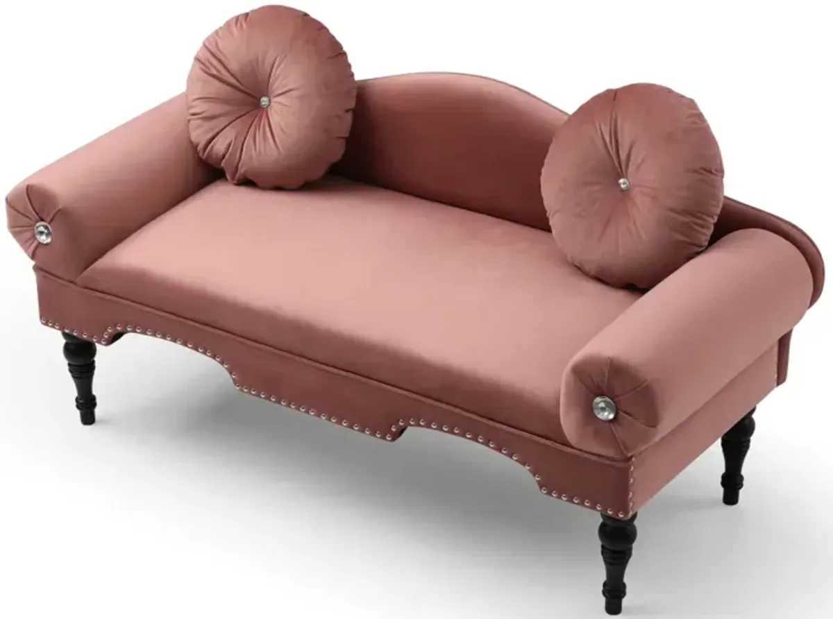 Modern Velvet Loveseat with Nailhead Trim & 2 Pillows