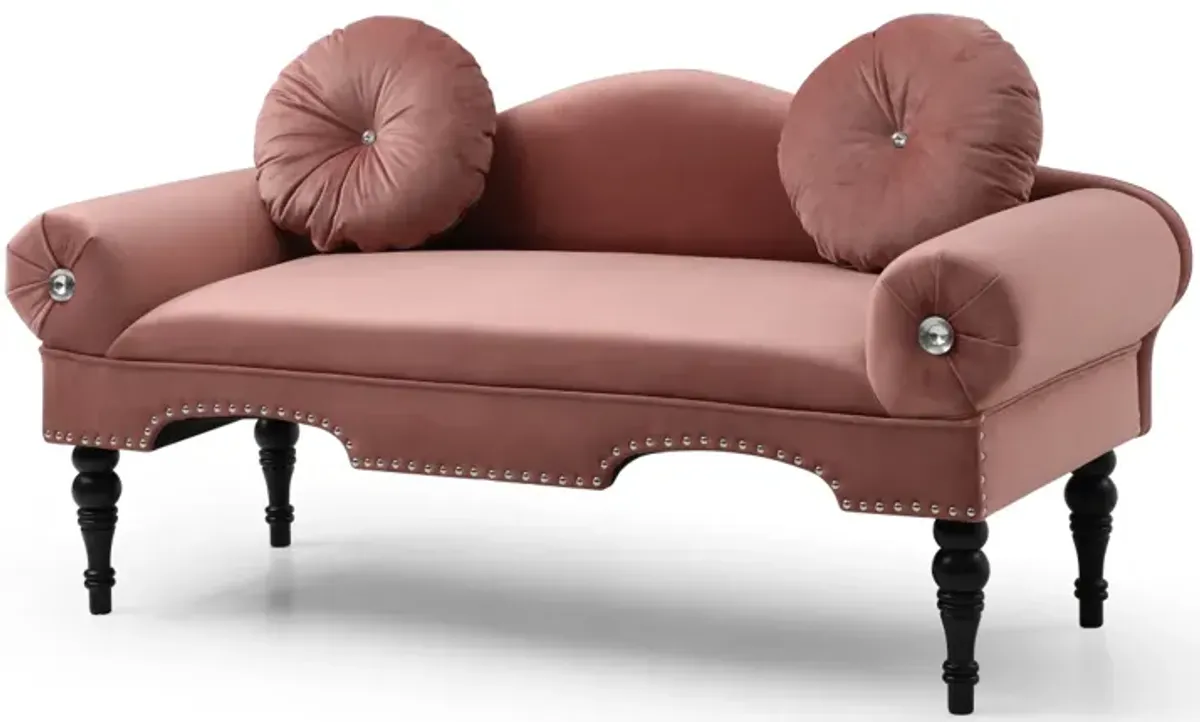 Modern Velvet Loveseat with Nailhead Trim & 2 Pillows