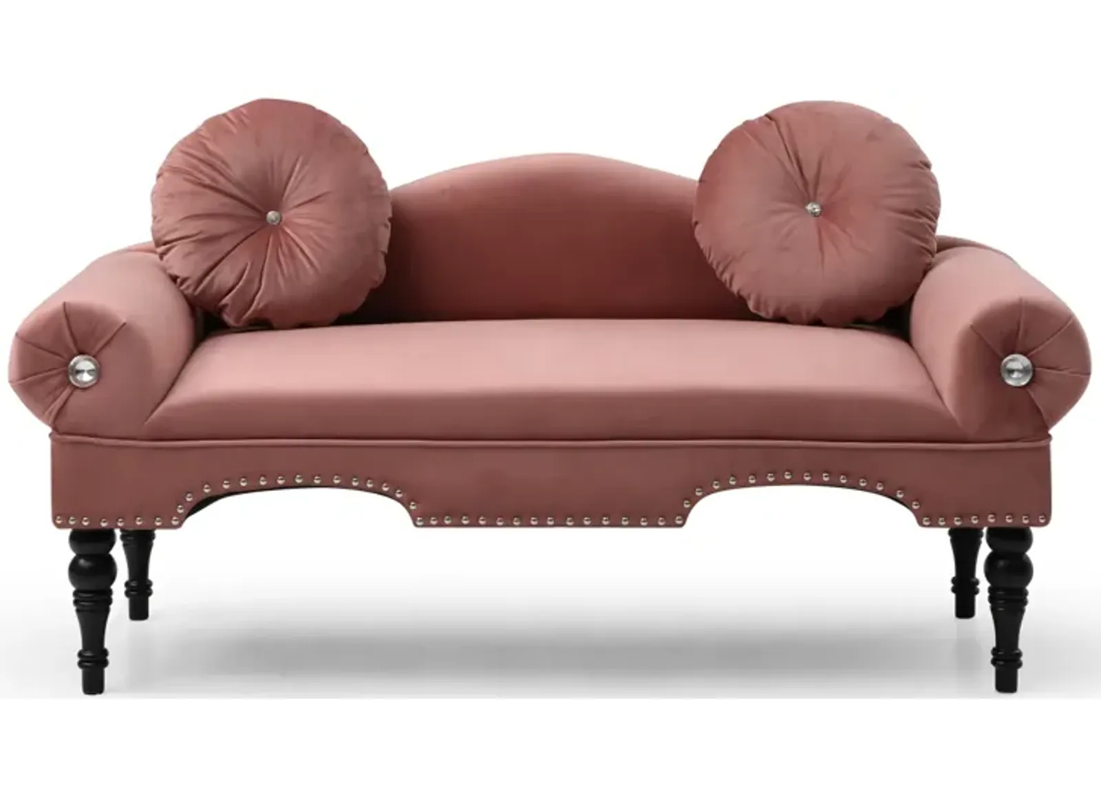 Modern Velvet Loveseat with Nailhead Trim & 2 Pillows