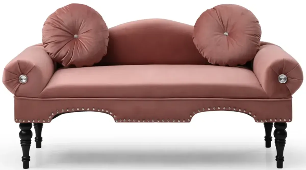 Modern Velvet Loveseat with Nailhead Trim & 2 Pillows