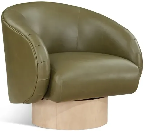 Meridian Furniture Gibson Olive Vegan Leather Swivel Accent Chair