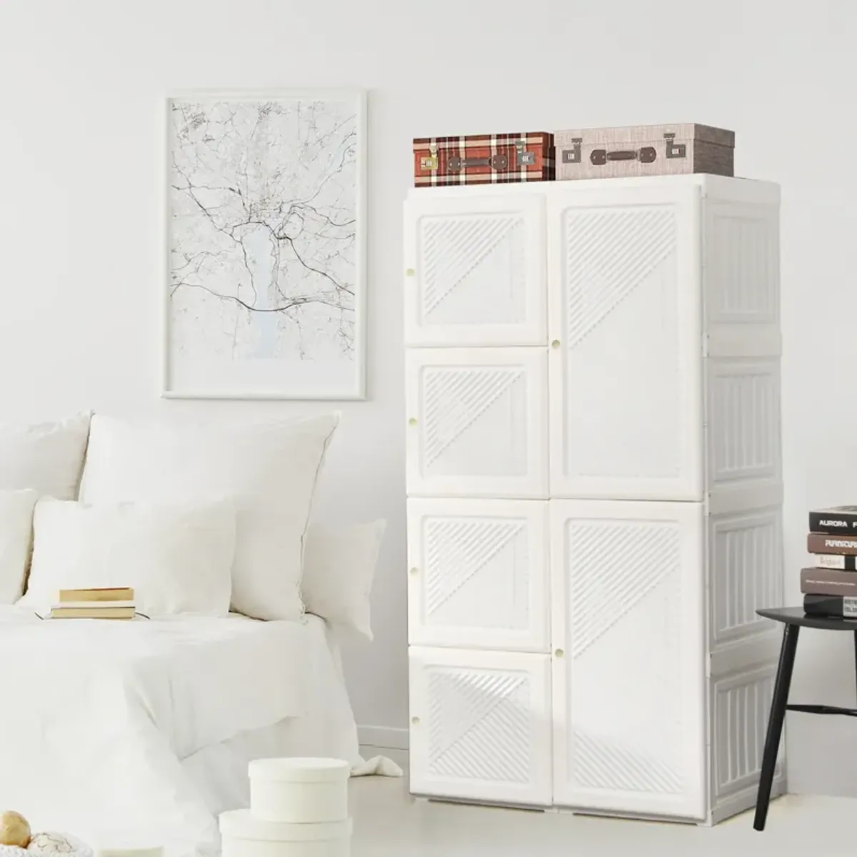 Clothes Foldable Armoire Wardrobe Closet with Cubby Storage