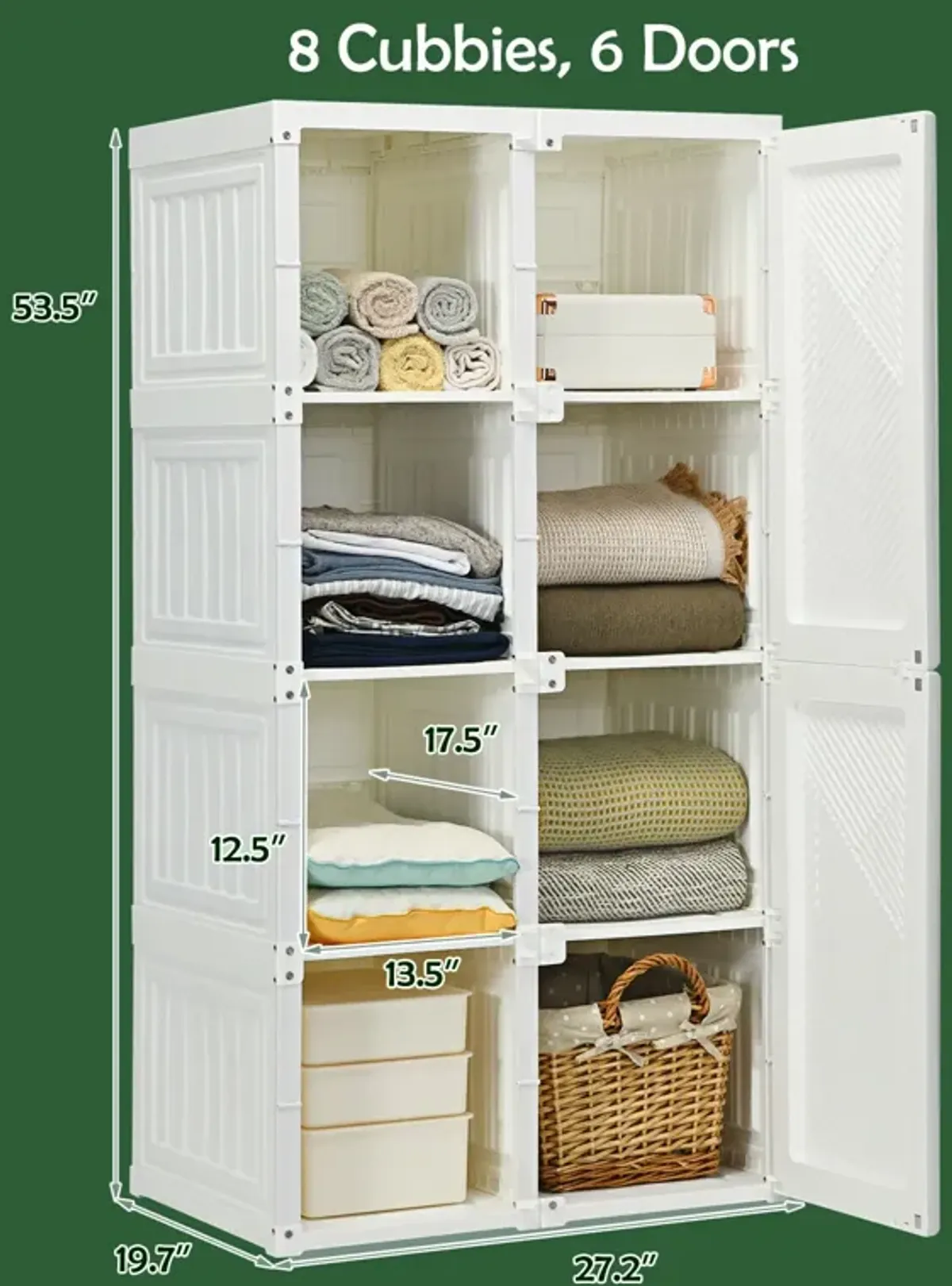 Clothes Foldable Armoire Wardrobe Closet with Cubby Storage