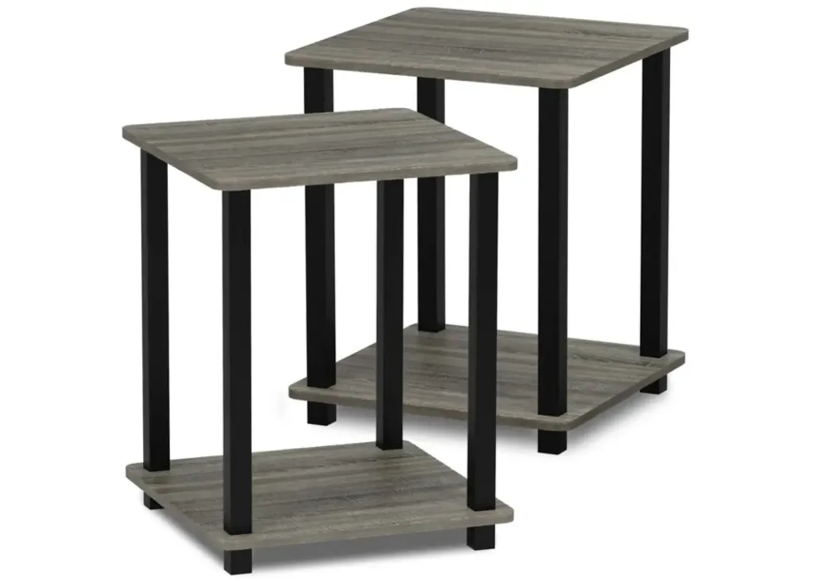 Furinno Simplistic Set of 2 End Table, French Oak Grey/Black