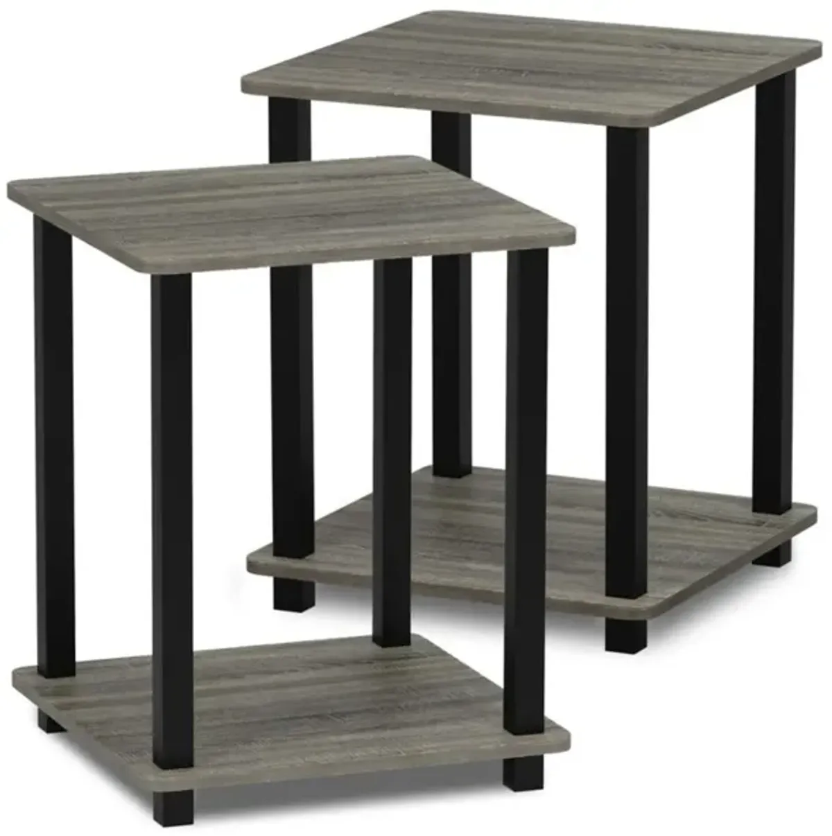 Furinno Simplistic Set of 2 End Table, French Oak Grey/Black