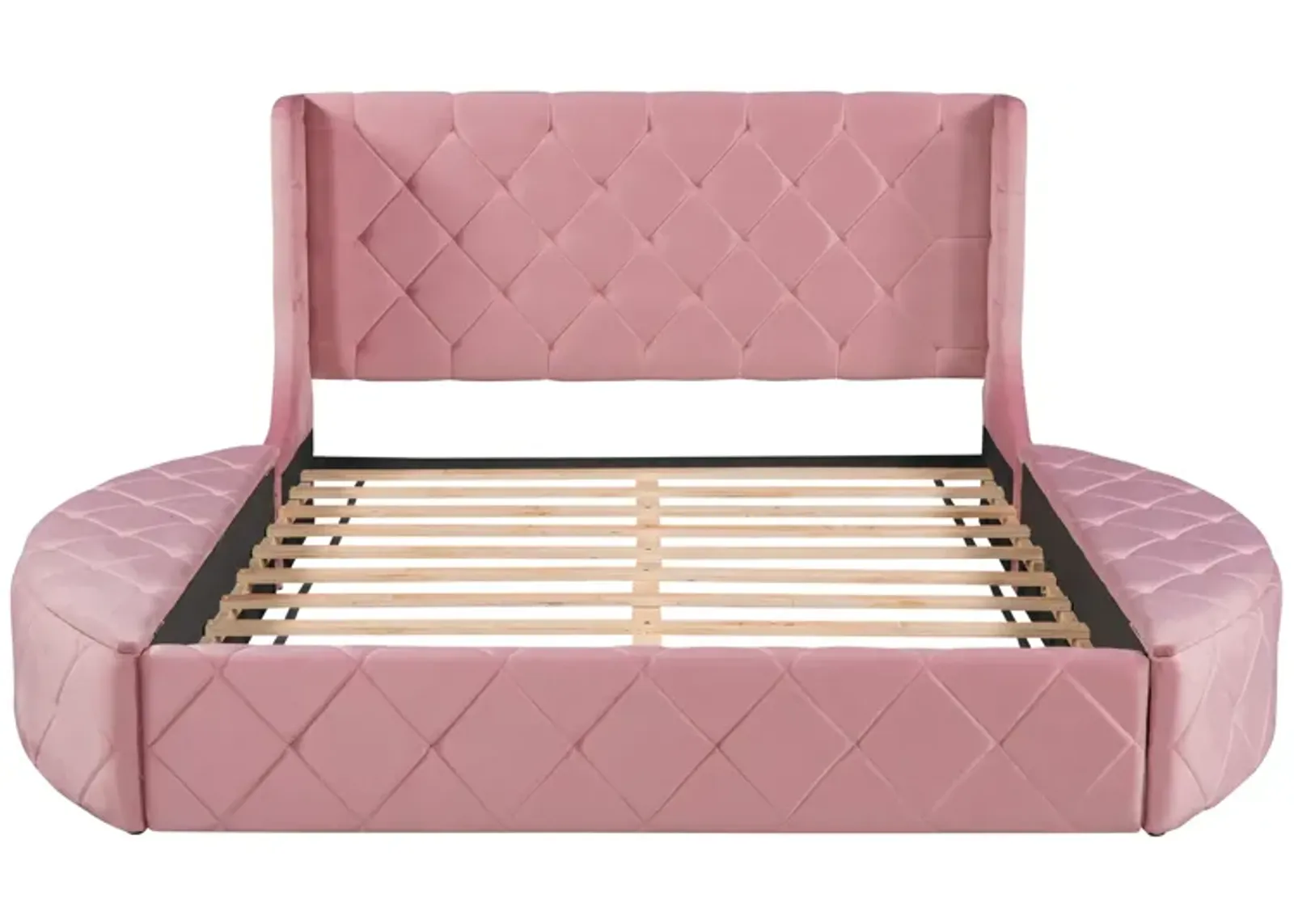 Merax Velvet Upholstered Platform Bed with Storage