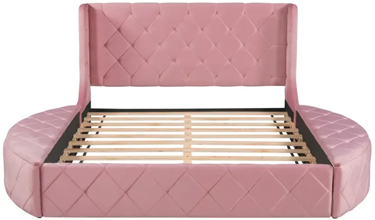 Merax Velvet Upholstered Platform Bed with Storage