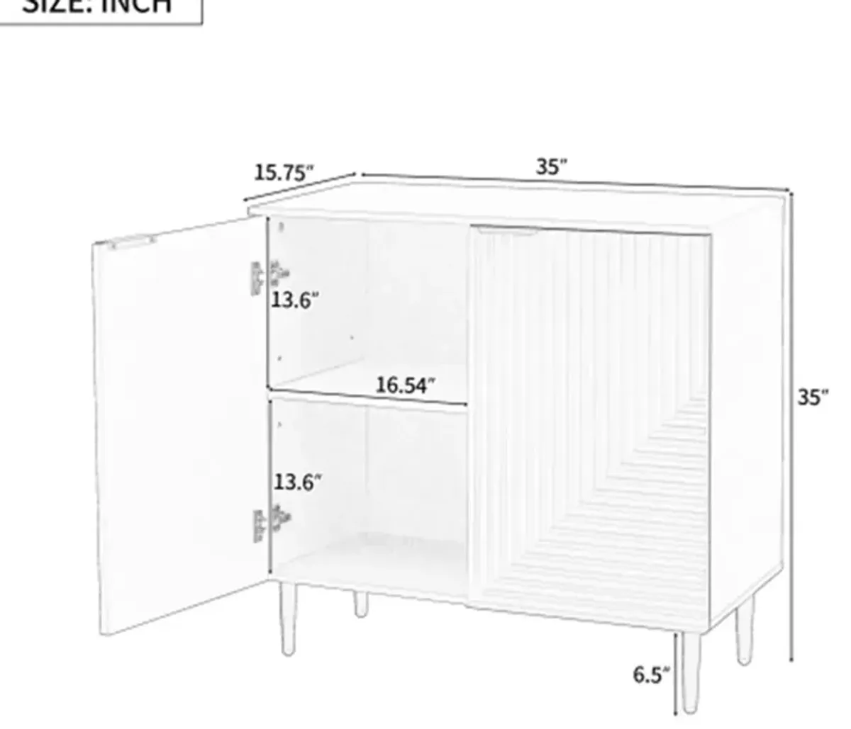 Modern Mirod Side Cabinet Featuring Adjustable Shelves & Geometric Door Design: Stylish Storage Solution for Any Home Décor