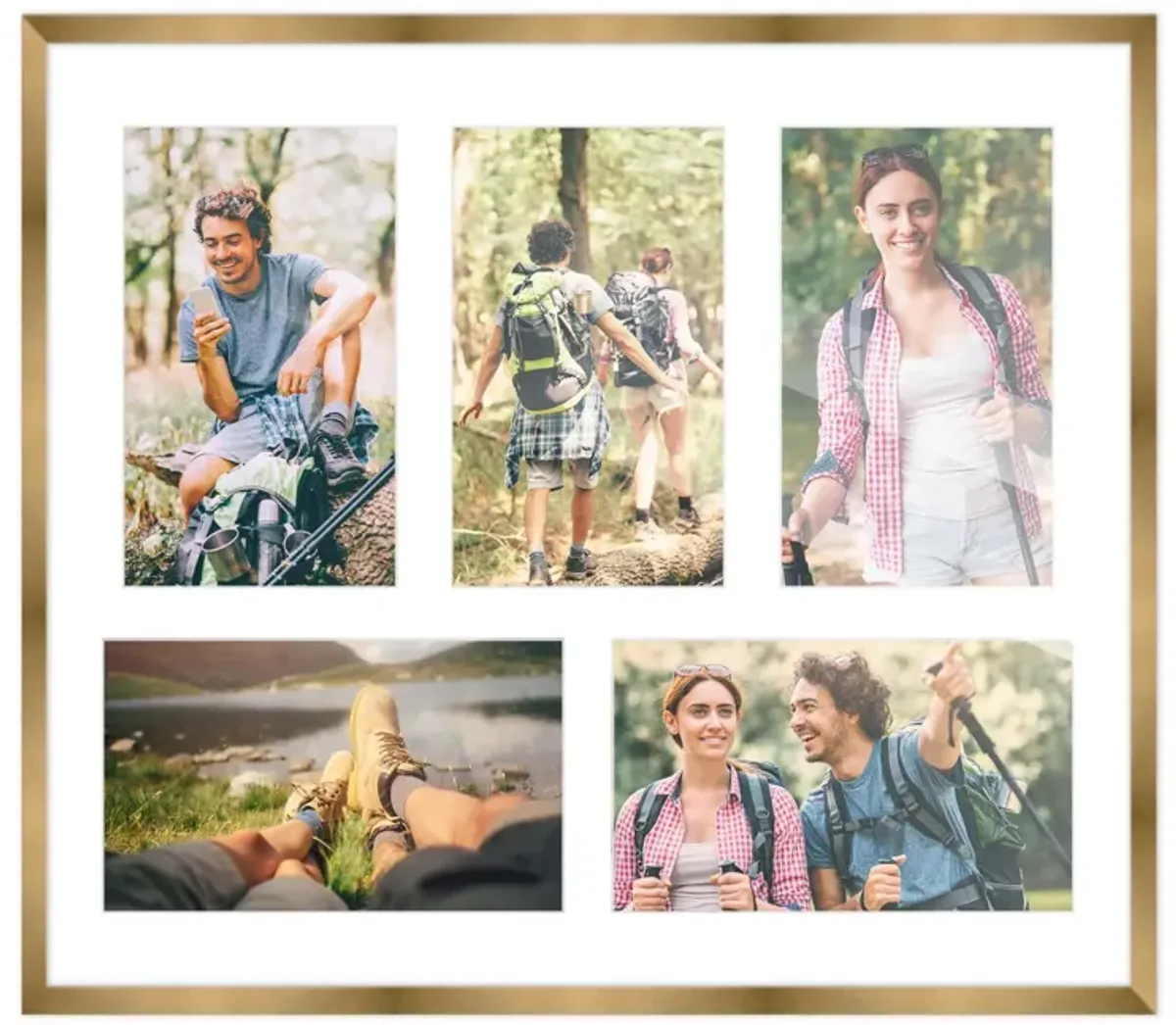 14x16 Wood Collage Frame with a White Mat for 5x7 Pictures